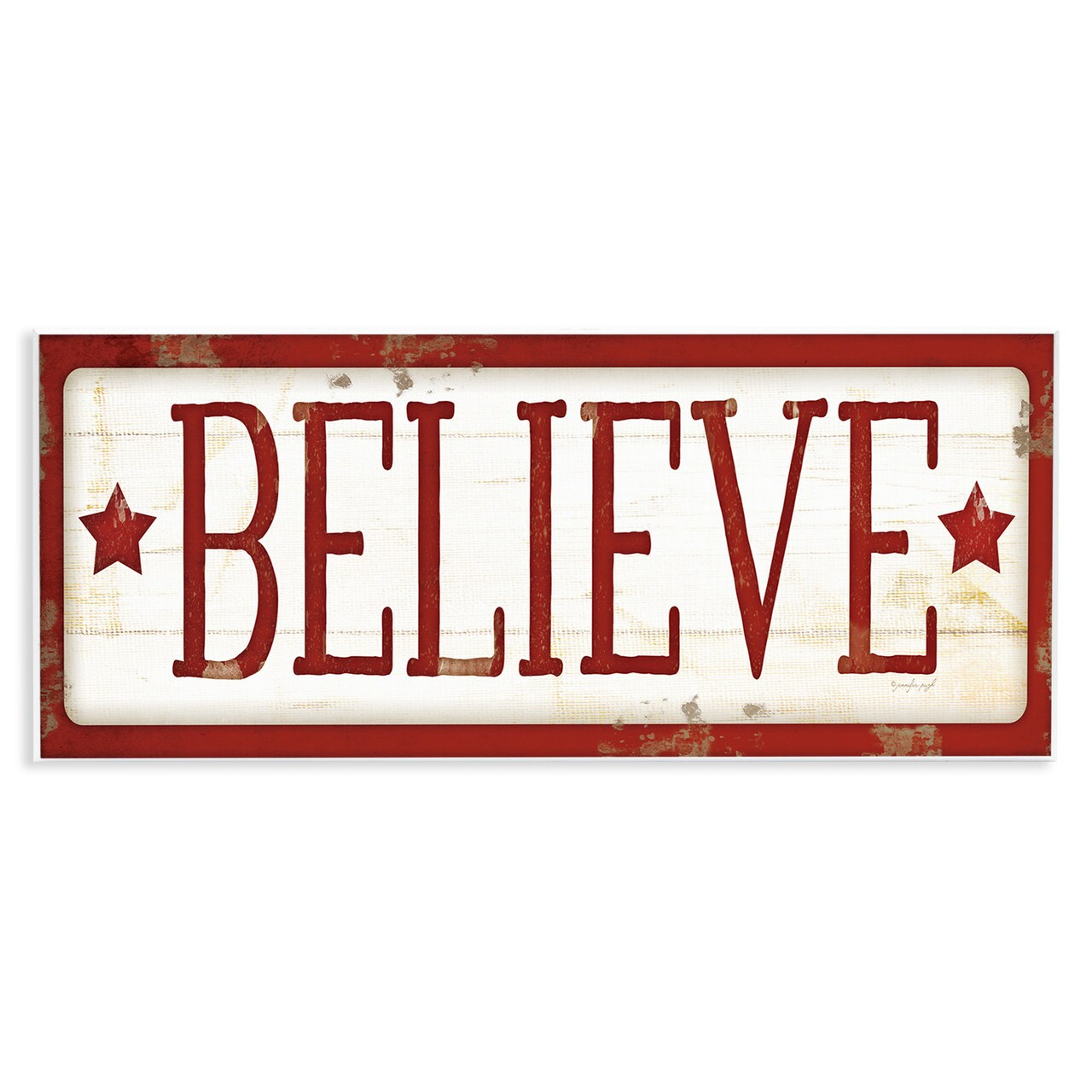 Stupell Industries Believe Red Christmas Phrase Wall Plaque Art